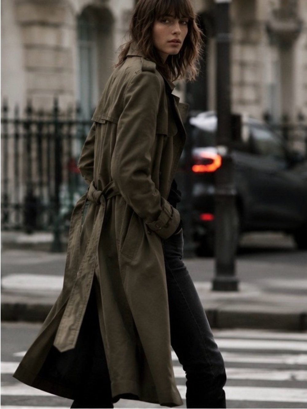 The Kooples Olive Green Long Trench Coat Size S